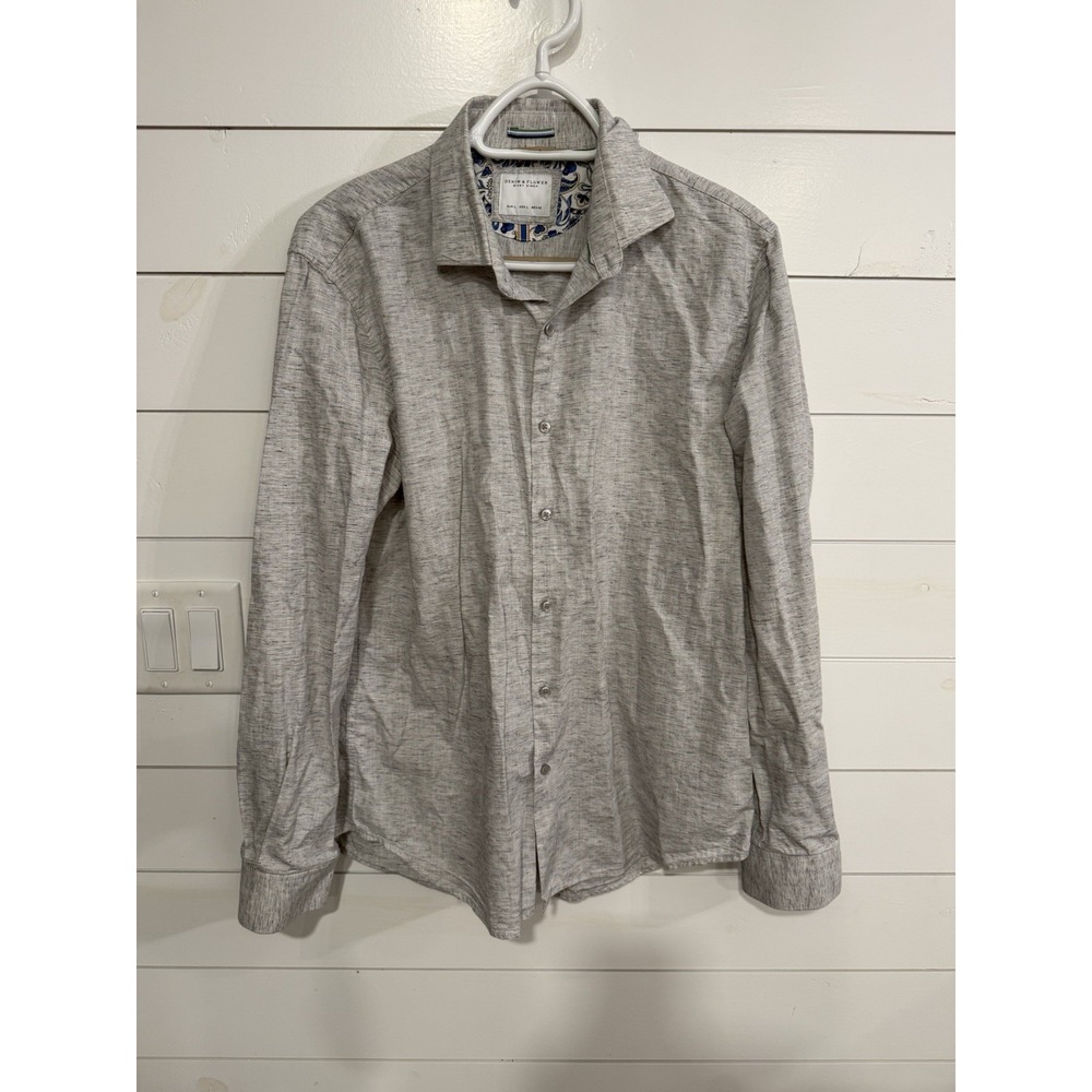 Denim & Flower Ricky Singh Mens Button Down Shirt Size Large Gray Heather